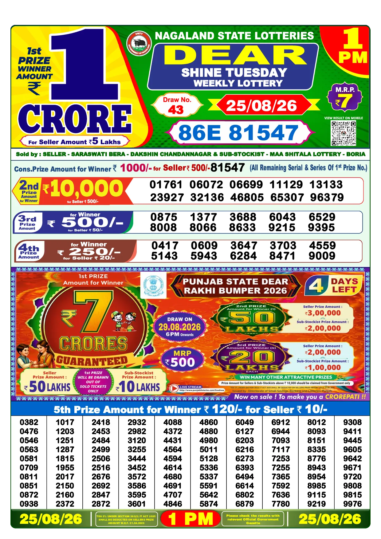 Result 1:00 PM Draw Result